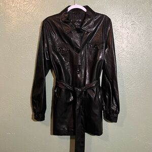 Black Vegan Leather Women's Trench Coat from Coalition LA. Size XL New With Tags